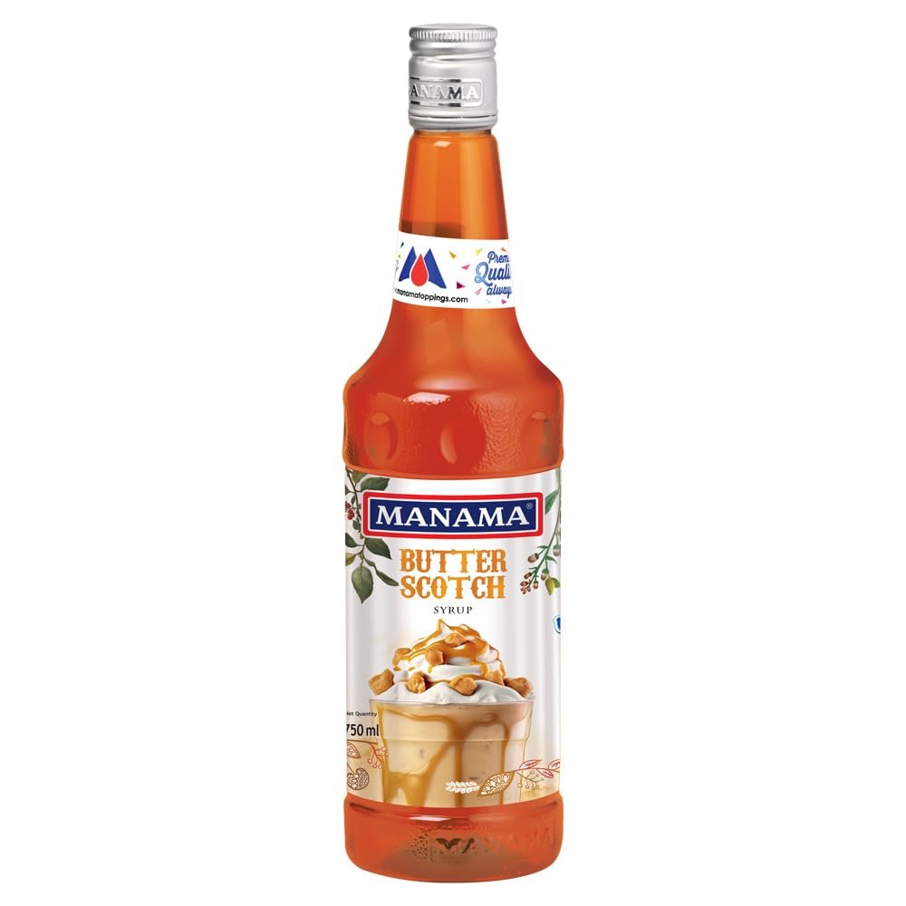 Manama Butterscotch Syrup | Mixer for Mocktails, Cocktails, Drinks, Juices, Beverages | Non Alcoholic Mix 750ML Bottle