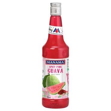 Manama Spicy Pink Guava Syrup | Mixer for Mocktails, Cocktails, Drinks, Juices, Beverages | Non Alcoholic Mix 750ML Bottle