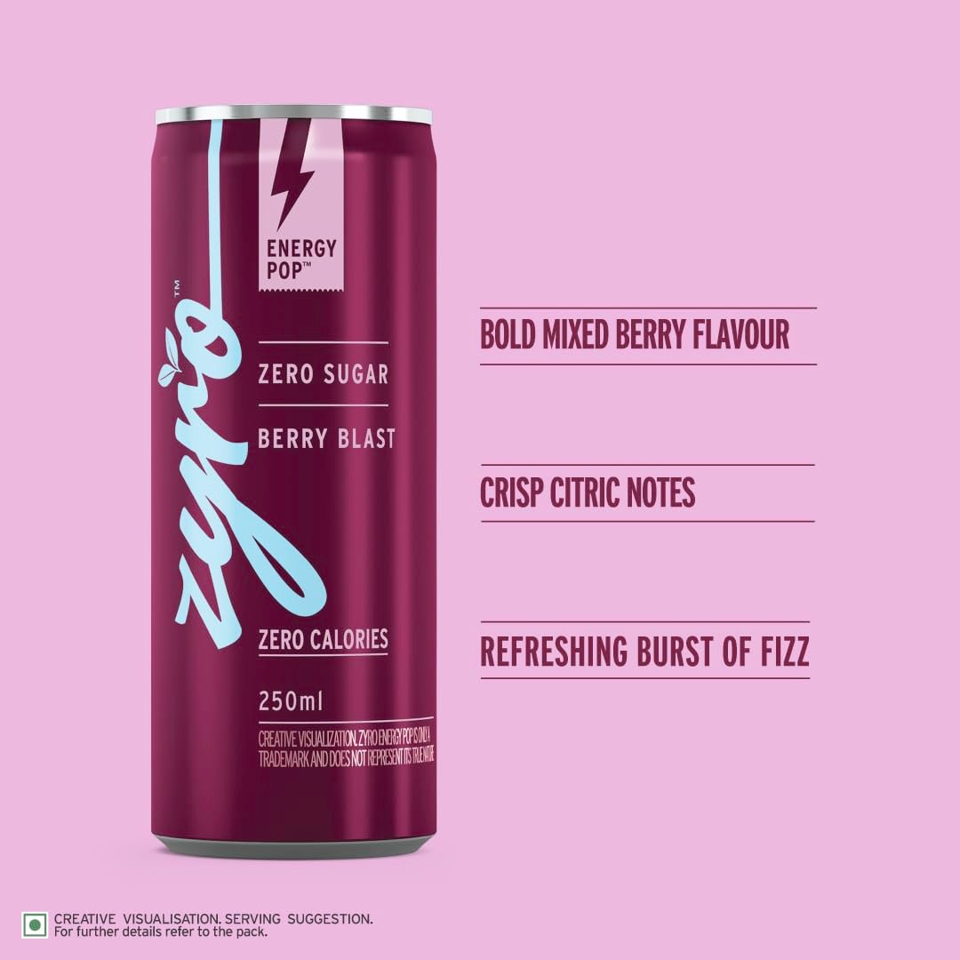 Zyro by Karan Aujla Energy Drink | Zero Sugar | Berry Blast (250ml) - Image 4