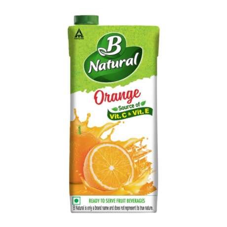 B Natural Orange Juice, Enriched with Vitamin C & E, 1 litre