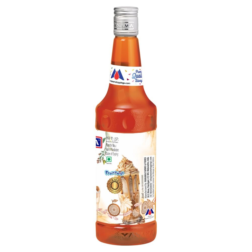 Manama Butterscotch Syrup | Mixer for Mocktails, Cocktails, Drinks, Juices, Beverages | Non Alcoholic Mix 750ML Bottle - Image 3