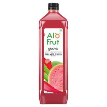 Alo frut Guava Fruit Drink with Tasty Aloevera Chunks & Juice|Goodness of Fruits and Aloevera Chunks|Ready-to-Serve Fruit Juice -1000ml (Pack of 12)