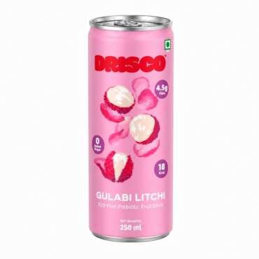 DRISCO Gulabi Litchi Prebiotic Fruit Drink , Pack of 6 x 250ml | Low Calorie (18 Kcal), 4.5g Fibre, Zero Added Sugar | Sweetened with Monk Fruit and Stevia | No Preservatives | Non-Carbonated Gut Health Drink | Rose Litchi