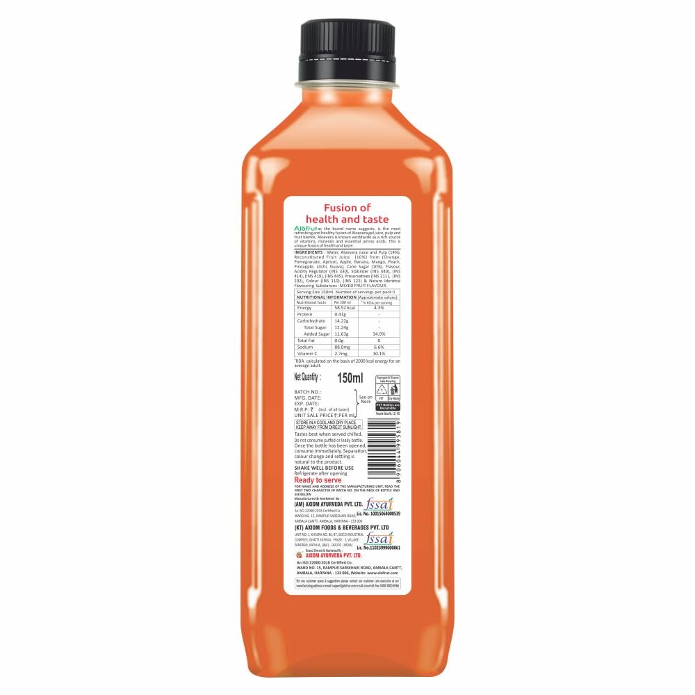 Alo frut Mixed Fruit Drink with Tasty Aloevera Chunks & Juice| Goodness of Fruits and Aloevera | Ready-to-Serve Fruit Juice| Mixed Fruit Juice-150ml (Pack of 60) - Image 3