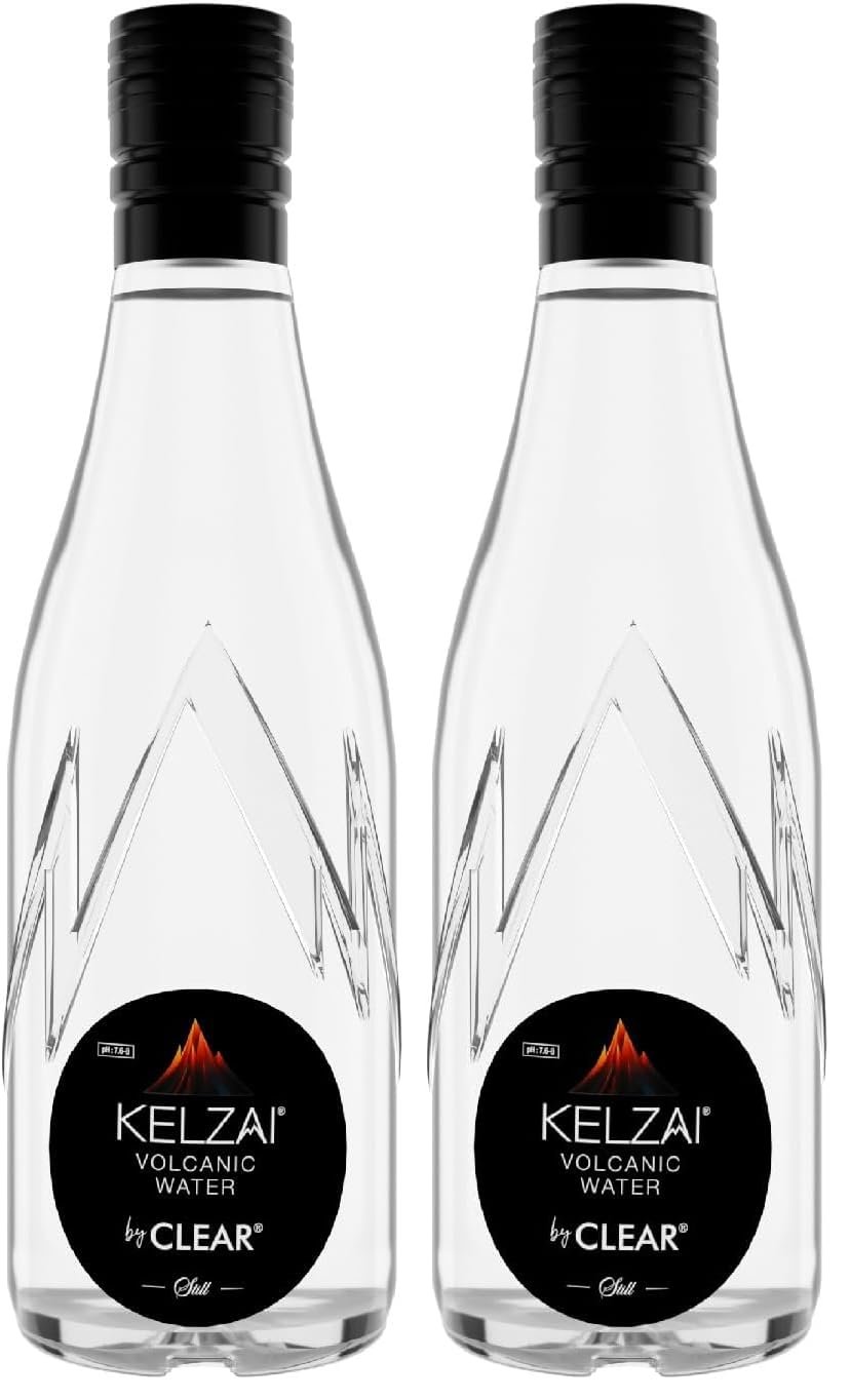 Kelzai Natural Rejuvenator Volcanic Mineral Rich Still Water 750ml - Pack of 2 | Perfect for Party Essentials, Unflavored, Office Use, and Everyday Hydration (Glass Bottle)