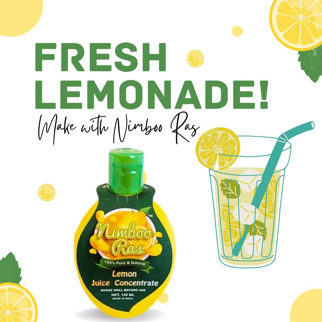 Nimboo Ras Lemon Juice Concentrate - Experience Asli Lemon Juice for Drinks, Cooking, Salad and Weight Loss - 100% Pure Natural Goodness - 126ml (Pack of 3) - Image 3