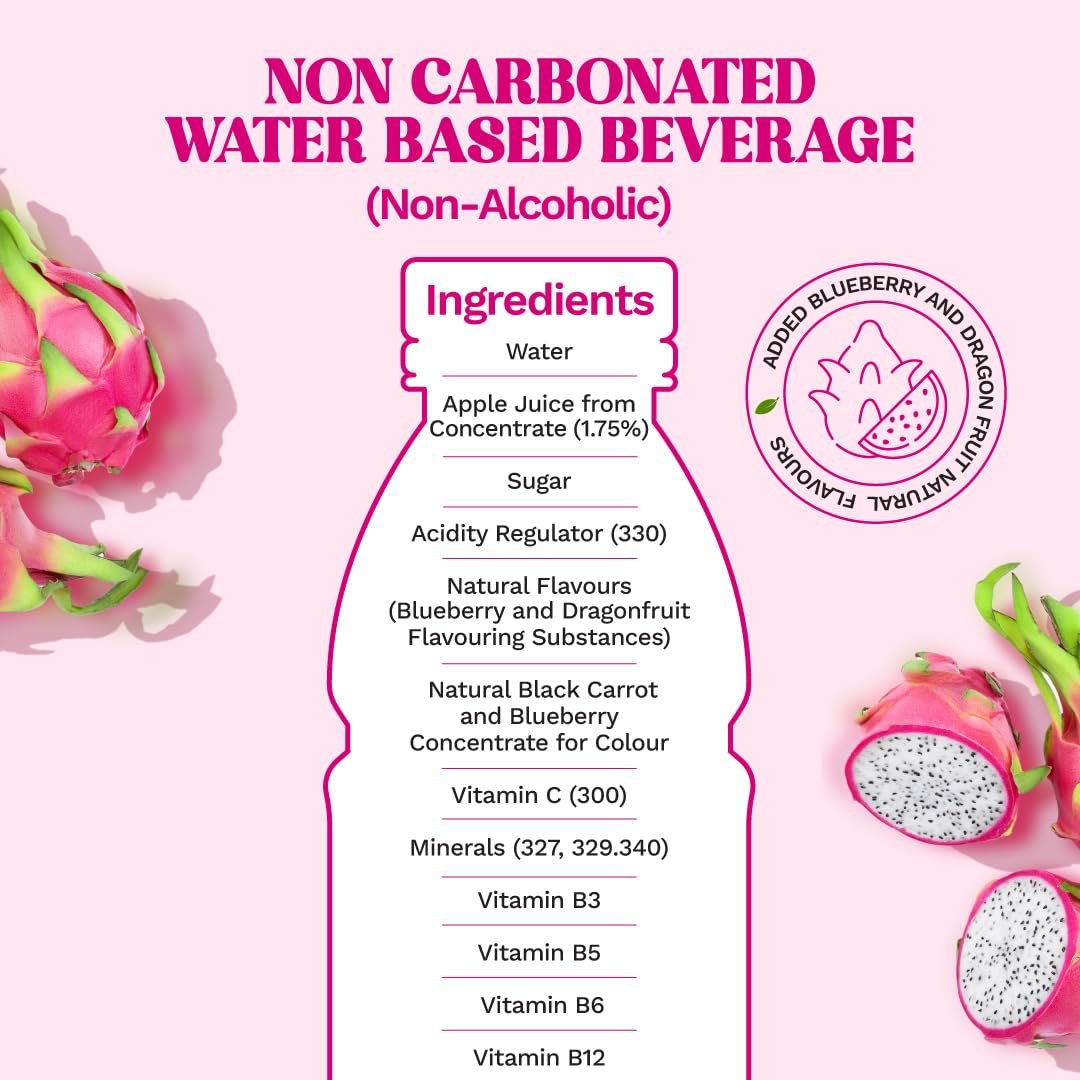 Wild Vitamin Drink Dragon Fruit Flavoured 400ml Pack of 12 - Vitamin C B5 B6 B12 Contains Electrolytes Hydration Drink - Image 7