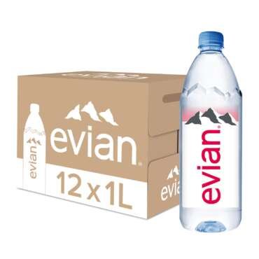 evian Natural Mineral Water Bottle, Drinking Water, 1000ml, Case of 12