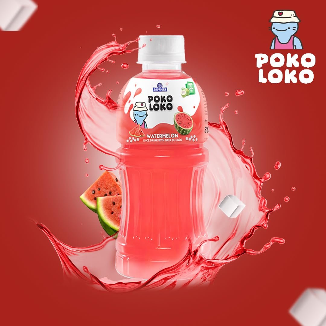 Sapphire Poko Loko Assorted Flavoured Fruit Juice Drink with Nata De Coco | Refreshing Fruit Drink filled with Natural Fruit Fibres, 300ml (Pack of 6) - Image 7