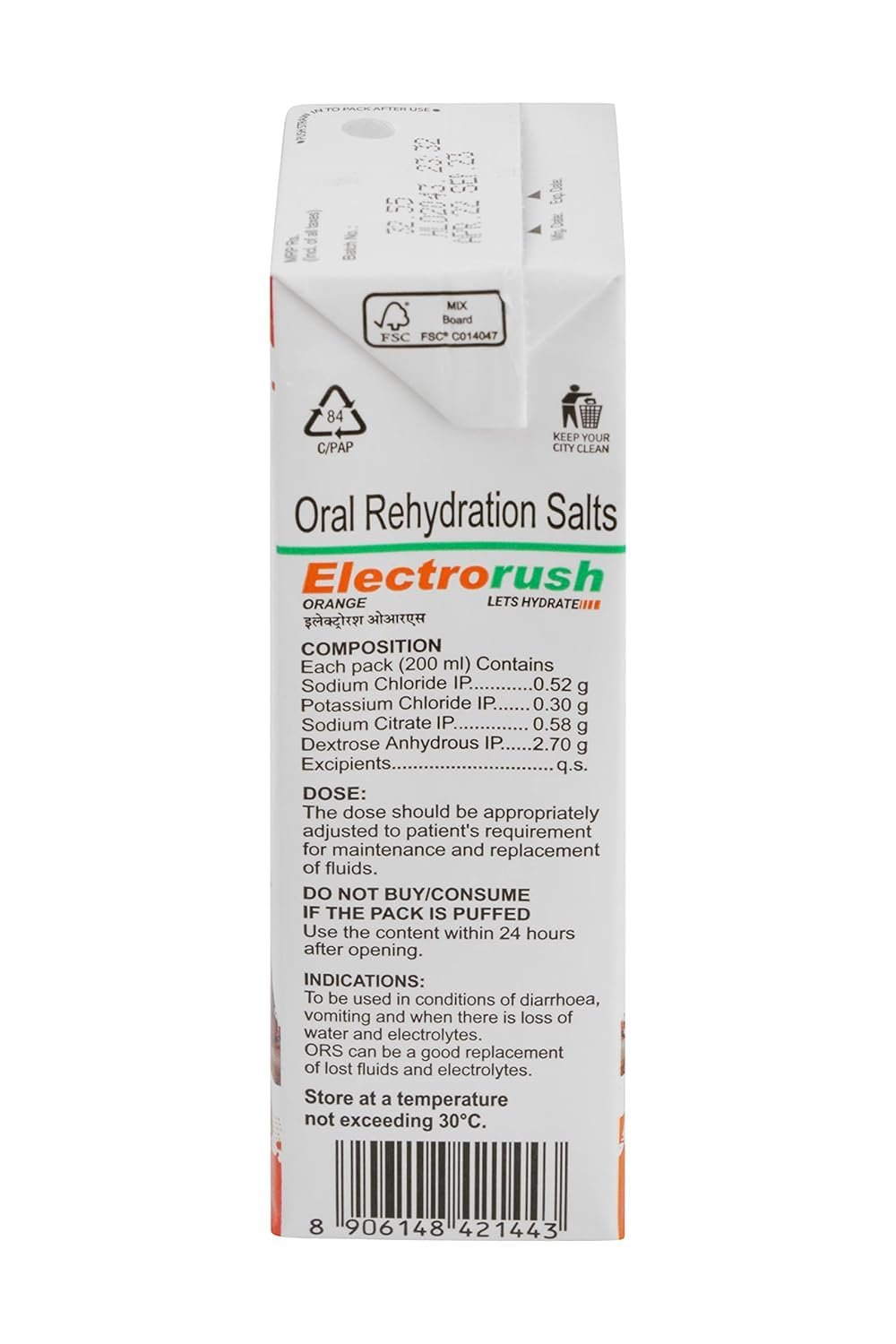 Electrorush Orange ORS Ready-to-Drink 200ml (Pack of 30) | Electrolyte Beverage | Hydration & Rehydration Drink with Sodium, Potassium & Dextrose | Orange Flavour | No Caffeine - Image 4
