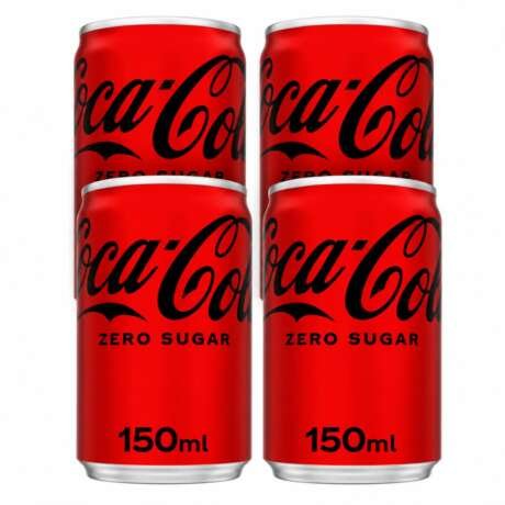Coca-Cola Zero Sugar Soft Drink, 150ml, Pack of 4