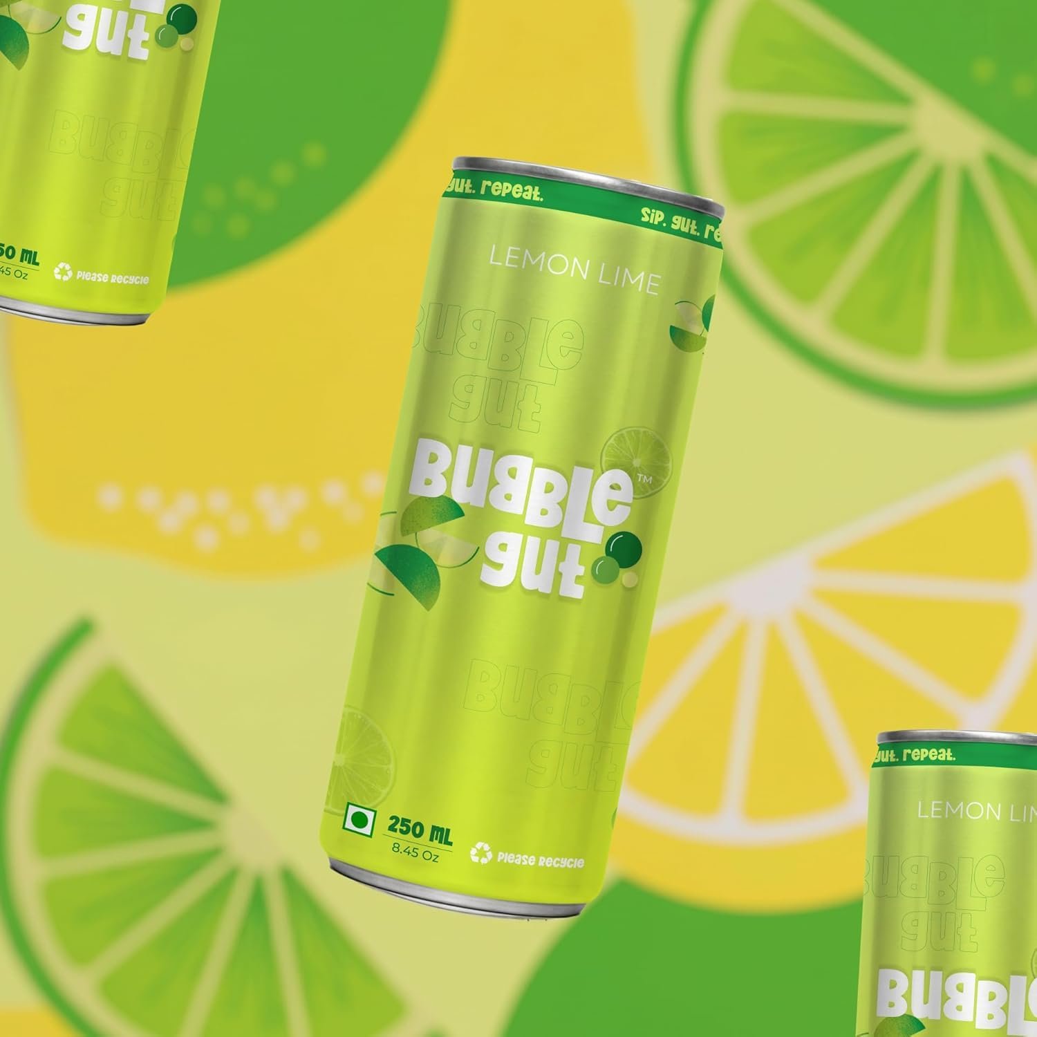 Bubble Gut Mixed Sparkling Soda Drink, Lemon Lime, Grape and Cola Flavours, 250 ml, Pack of 6 - Image 2