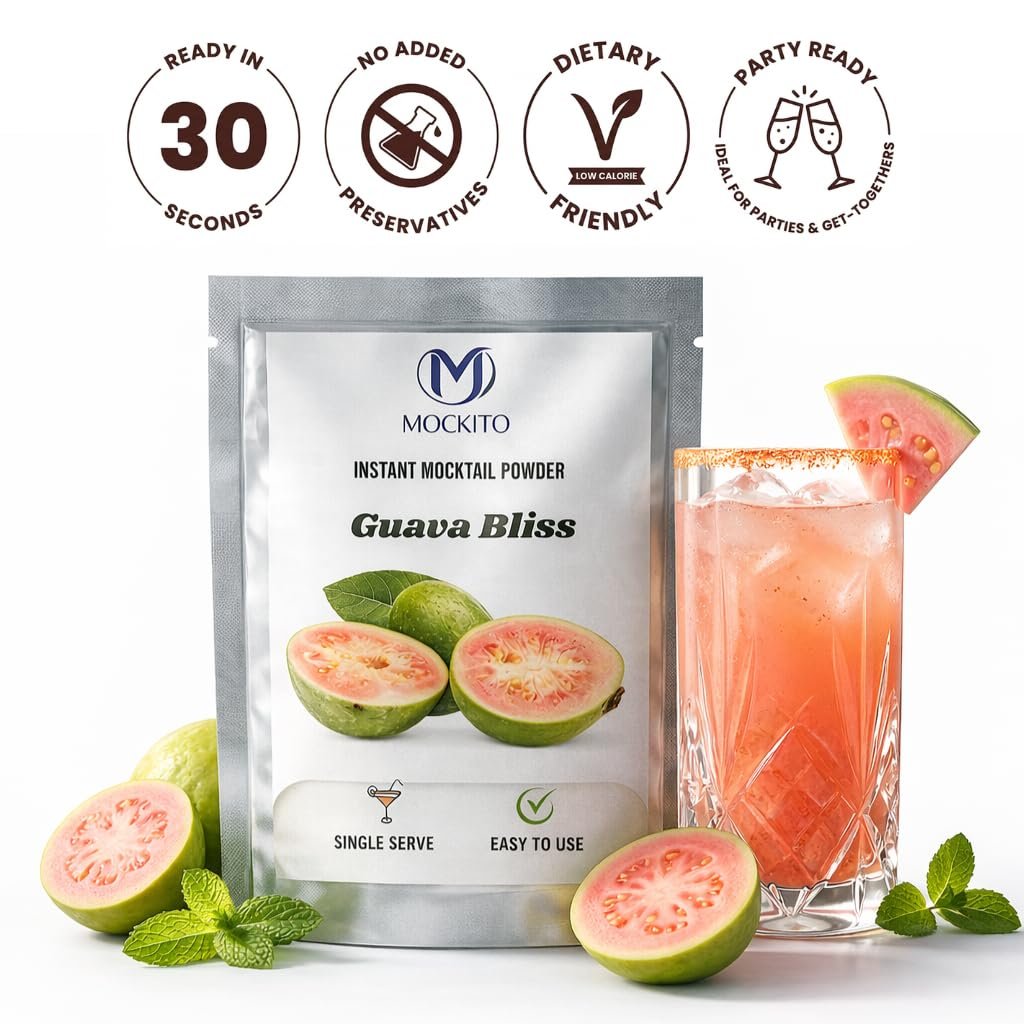 MOCKITO Guava Bliss Mocktail Mixer | Pack of 4 Sachets | Non-Alcoholic Tropical Summer Drink | Natural Guava Flavour | Mix with Soda or Sparkling Water | Instant Party Drink - Image 2