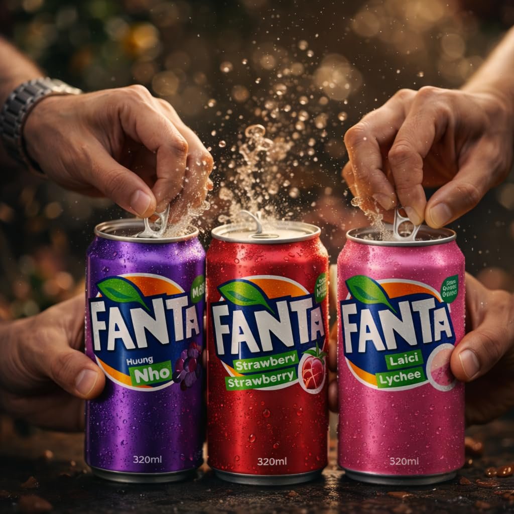 FANTA - Grape, Strawberry & Lychee Flavoured Carbonated Soft Drink Combo Pack (320ml) Each Cans By COUGAR | Refreshing Fizzy Fruit Beverages | FREE PRESTIGE PISTACHIO WAFFI INCLUDED | Chilled Ready To Drink Soda Pack – (Imported - MALAYSIA) - Image 2