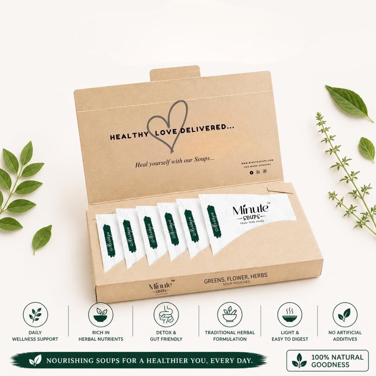 Minute Soups Moringa (Murungai Keerai) DipSoup Bags | Moringa Herbal Instant Soup | Drumstick Leaves Wellness Drink | Tea Bag StyleSoup | Instant Soup Packets | 6 Sachets (12g) - Image 4
