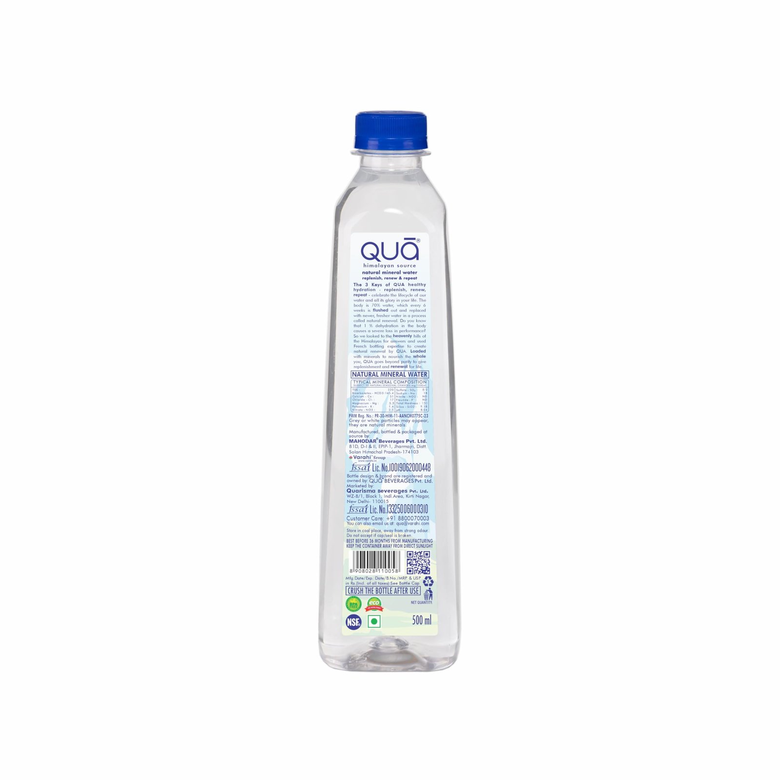 Qua Natural Mineral Water | 500ml x 24 | From the Himalayan Foothills | Rich in Calcium, Magnesium and Other Minerals | Naturally Alkaline | India’s Finest Water | pH 8+ - Image 2