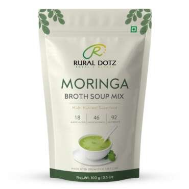 Rural Dotz Moringa Broth Soup Mix (100g) | Makes Up to 33 Cups | Instant Moringa soup | Broth Powder | Murungai Keerai Powder | Drumstick Leaves | No Preservatives | Simply Add Hot Water