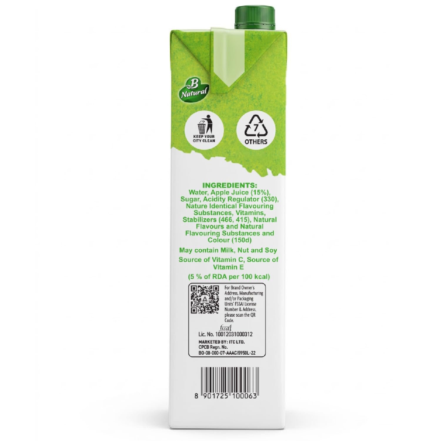 B Natural Apple Juice, Vitamin C & E, 1 litre - Image 9