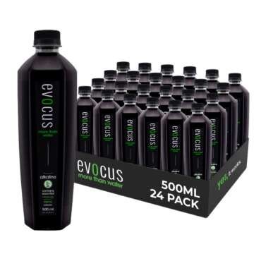Evocus Black Alkaline Drink 500ml - 8+ pH, 4X Superior Hydration, Essential Minerals, Zero Calories, Caffiene, Sugar| Clinically Proven Benefits | Yes, it works. | Pack of 24 | 500 ml