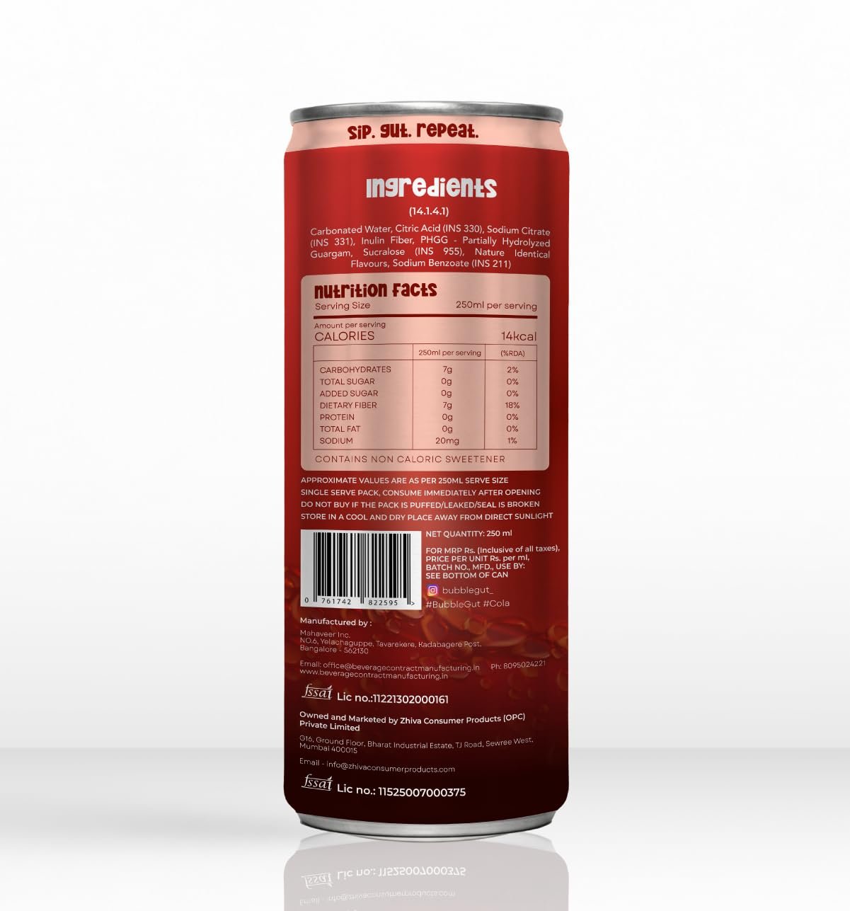 Bubble Gut Cola Soda 250 ml Pack of 6 Classic Chilled Fizzy Soft Drink Beverage - Image 3