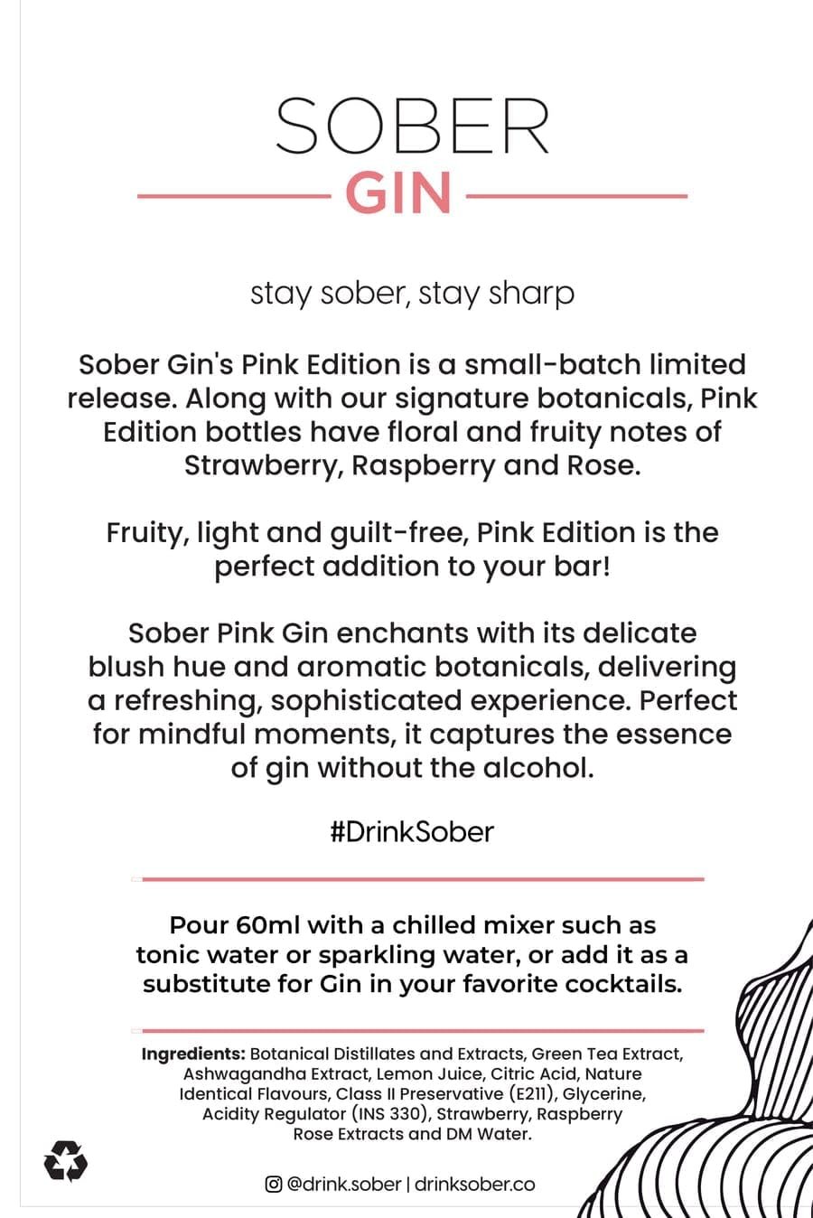 SOBER Pink Gin Alternative | 0.0% ABV Zero Alcohol Drink | Premium Non Alcoholic Gin | Strawberry Raspberry Rose Notes | Sugar Free Zero Calorie | 750ml - Image 8