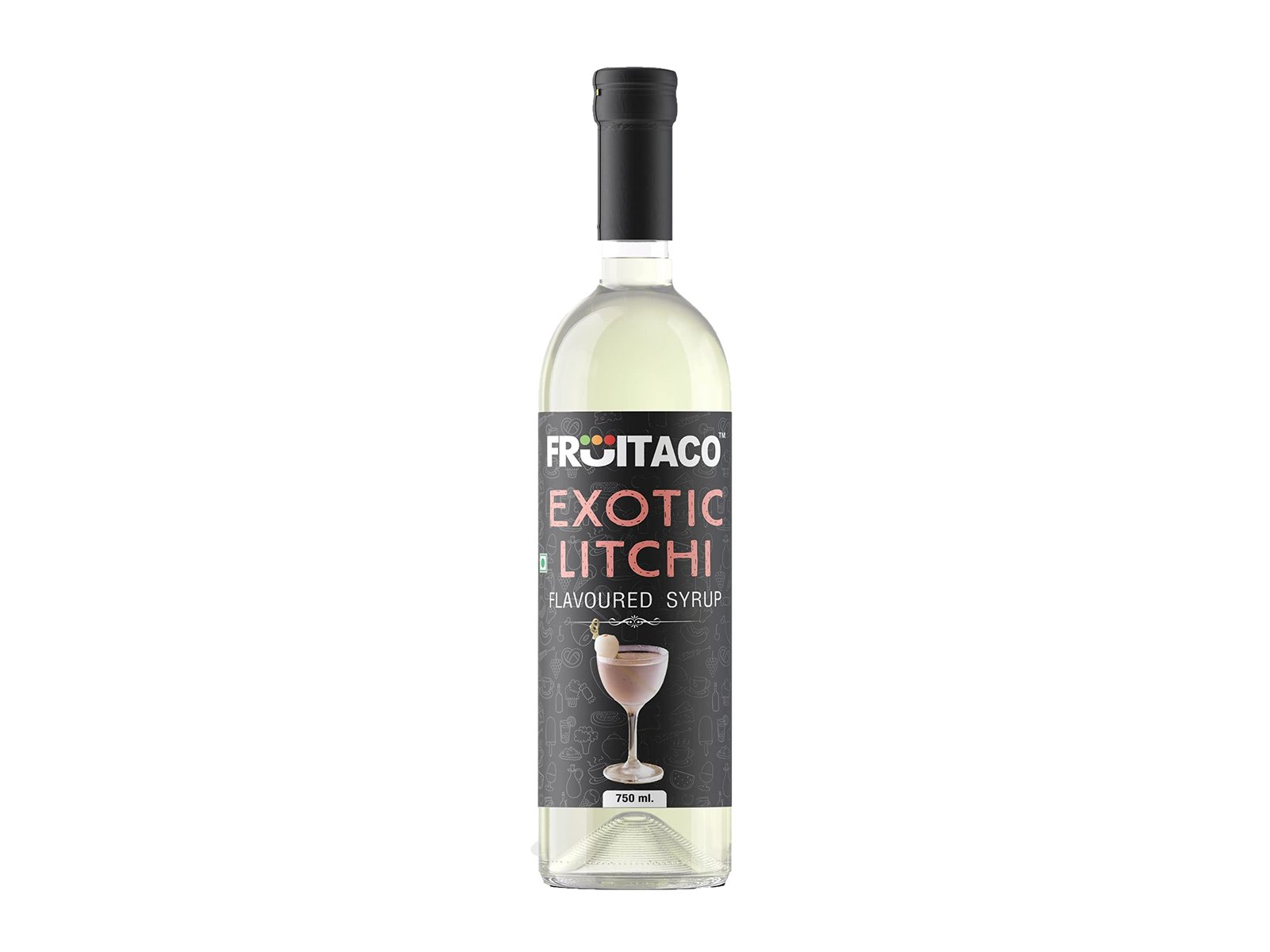 Fruitaco Litchi Syrup Perfect Mixer for Enhancing Mocktails & Cocktails, Drinks, Shakes, Juices and Mojitos at Parties, Conveniently Packaged in a 750ml Bottle for All Your Mixing Needs Non-Alcoholic