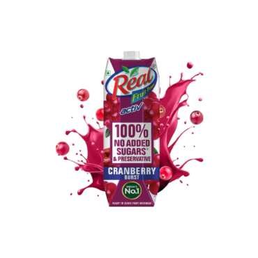 Real Activ Cranberry Juice 1L | No Added Sugar, Colors or Preservatives | Rich in Antioxidants & Vitamin C | Refreshing Tangy Fruit Drink | Healthy Beverage for Daily Hydration