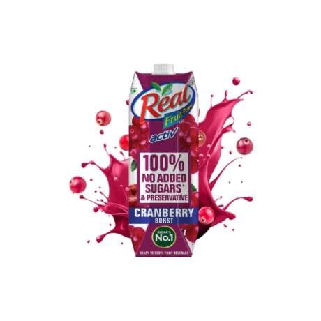 Real Activ Cranberry Juice 1L | No Added Sugar, Colors or Preservatives | Rich in Antioxidants & Vitamin C | Refreshing Tangy Fruit Drink | Healthy Beverage for Daily Hydration