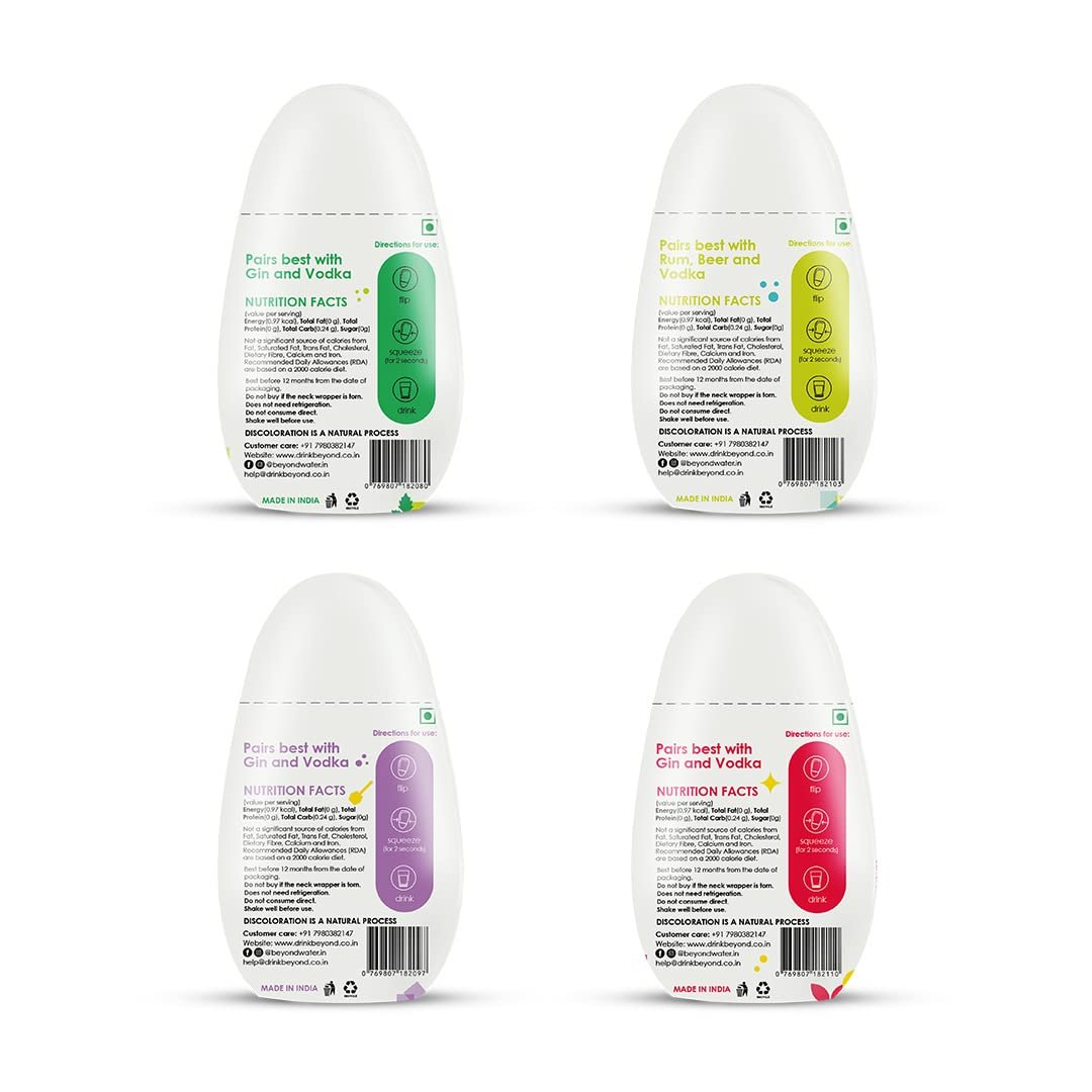 Beyond Water Cocktail Mixer - Assorted Pack - 4 65 ml each, Makes 20 Servings each | Zero Calorie Sugar-Free Mixer for Cocktails, Mocktails Drinks Beverages | Non Alcoholic Premium Cocktail Mixer - Image 3