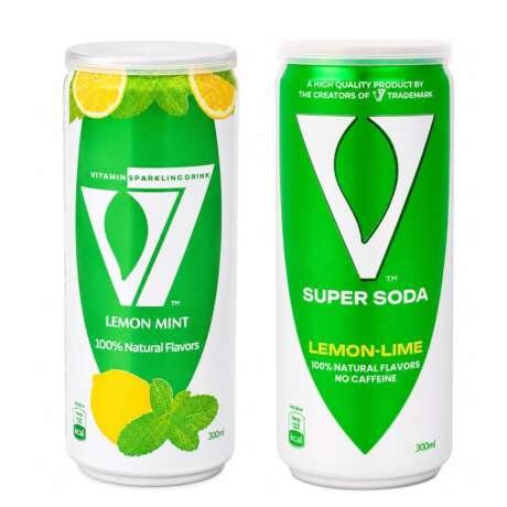 V7 Vitamin Sparkling Drink Super Soda Lemon-Mint & Lemon-Lime Flavour Combo, 300ml Each | 100% Natural Flavours, No Caffeine, Vitamin Enriched | Imported From Egypt