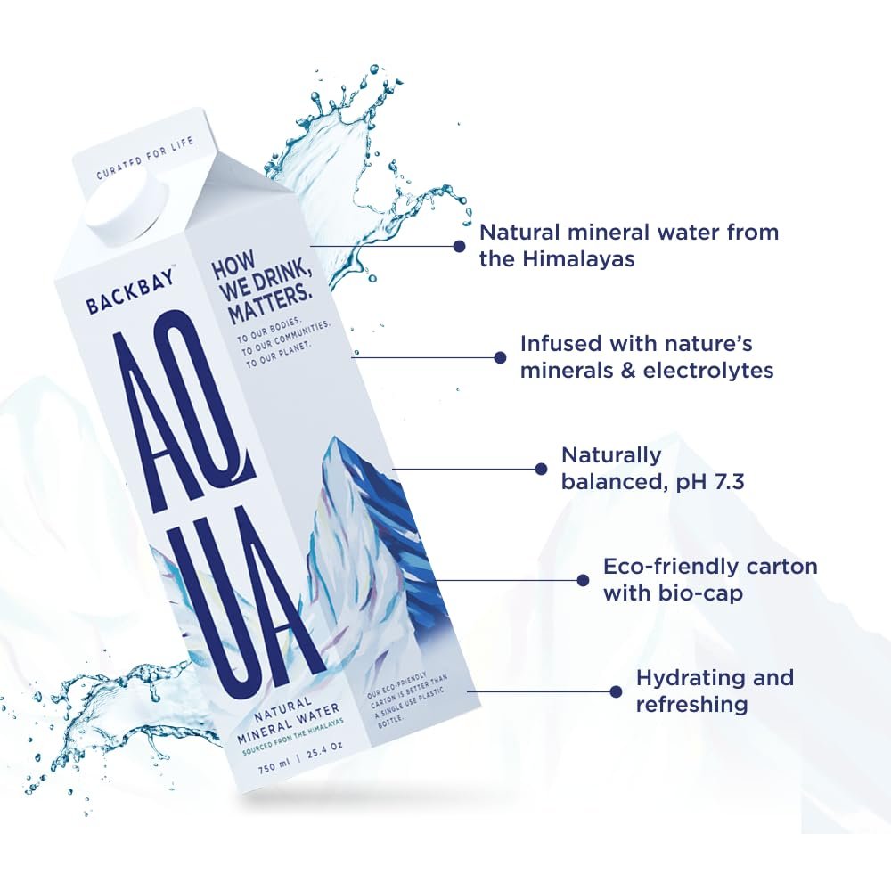 Backbay Aqua Mineral Water - 500ml (Pack of 6 Units) | Mineral Water from the Himalayas | Naturally occurring minerals & electrolytes | Eco-friendly Carton with Bio Cap | Hydrating and Refreshing - Image 3