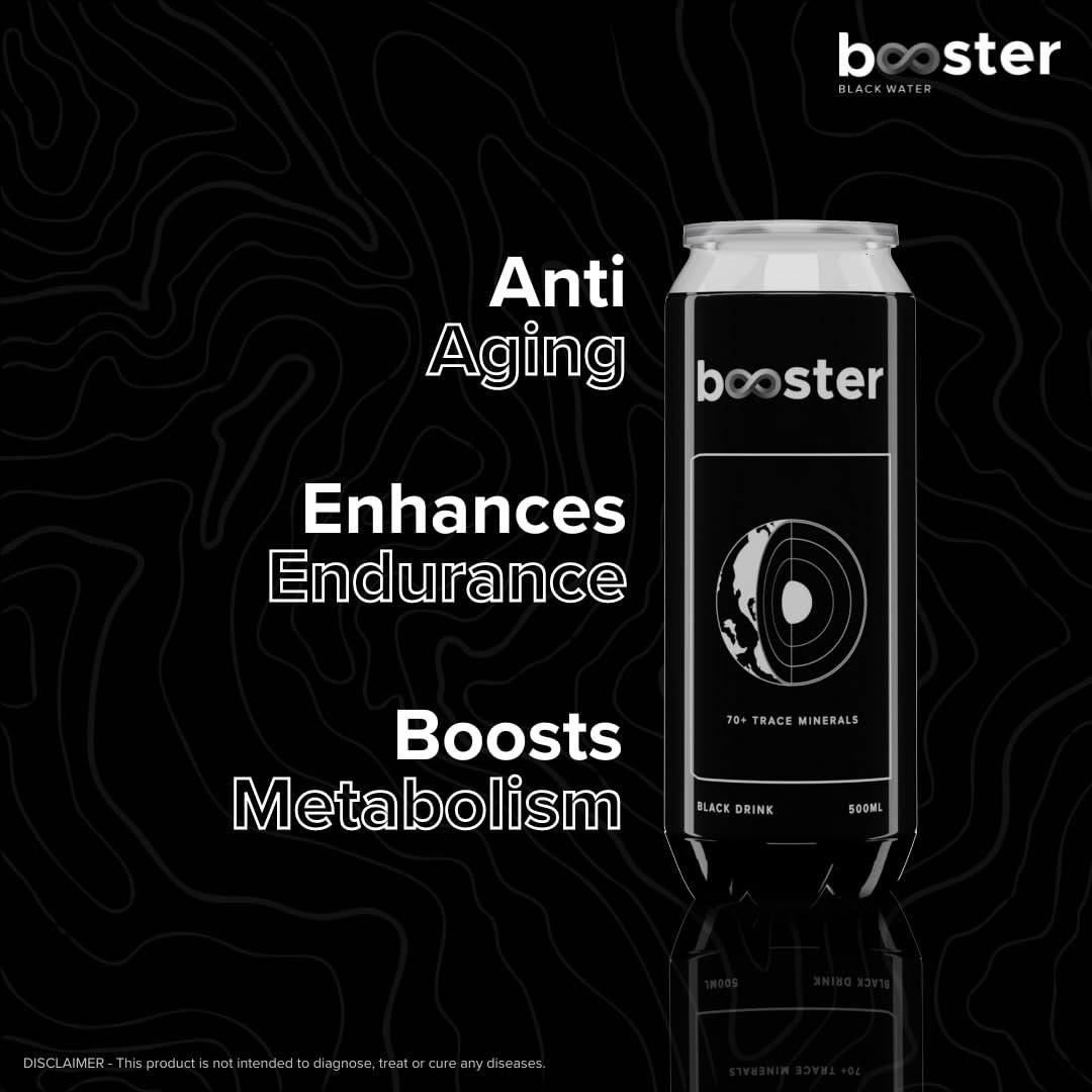 Booster Black Alkaline Drink | Superior Hydration With Infused Essential Minerals | 8+ pH Alkaline (500 ML Each Can) Better than Bottled Water & Mineral water(Pack of 12) - Image 6