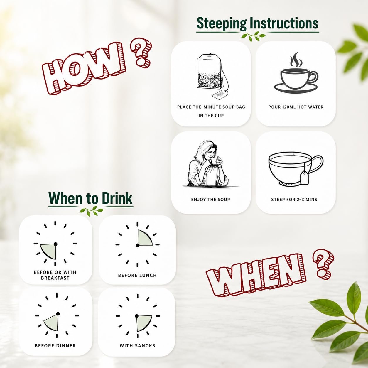Minute Soups Moringa (Murungai Keerai) DipSoup Bags | Moringa Herbal Instant Soup | Drumstick Leaves Wellness Drink | Tea Bag StyleSoup | Instant Soup Packets | 6 Sachets (12g) - Image 8