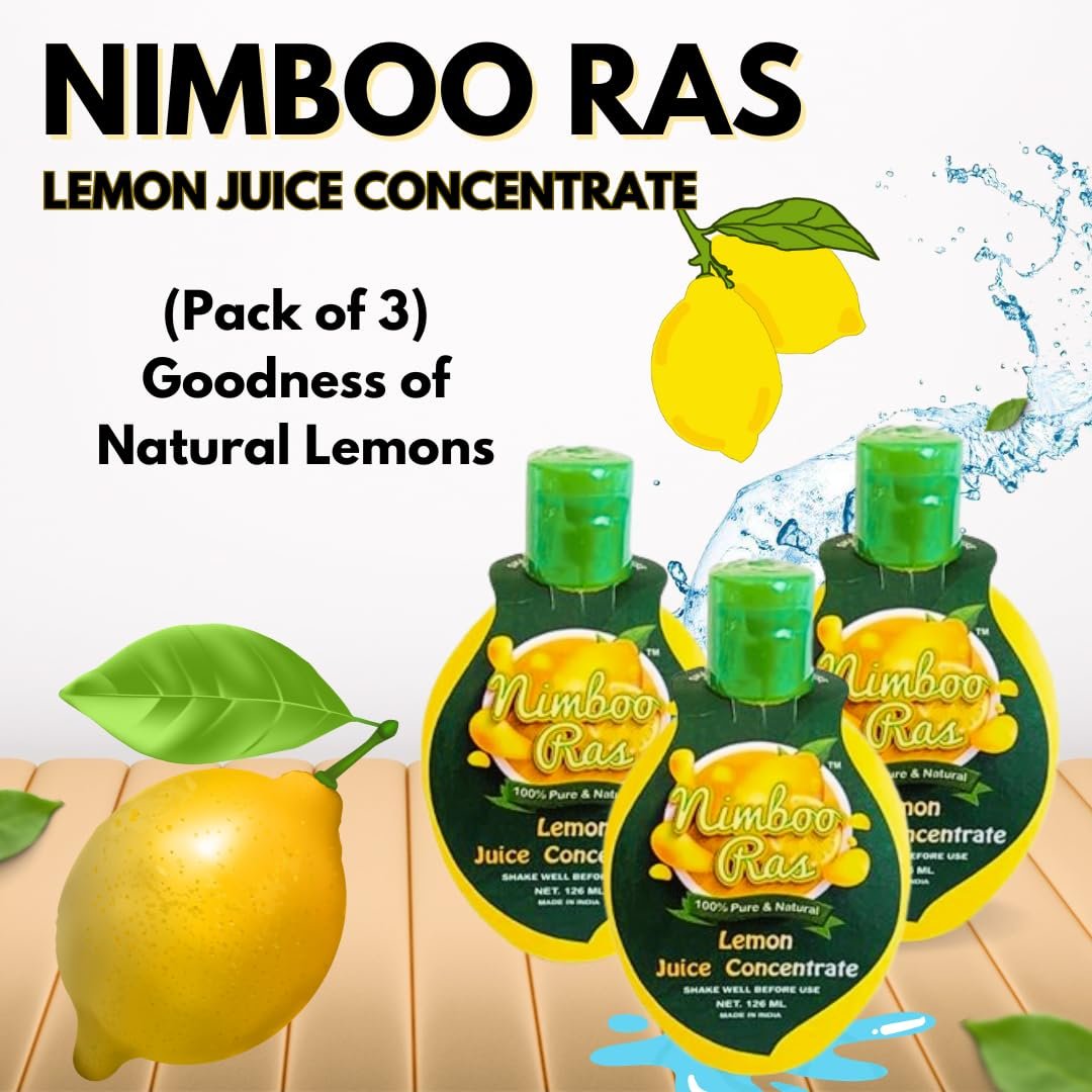 Nimboo Ras Lemon Juice Concentrate - Experience Asli Lemon Juice for Drinks, Cooking, Salad and Weight Loss - 100% Pure Natural Goodness - 126ml (Pack of 3) - Image 4