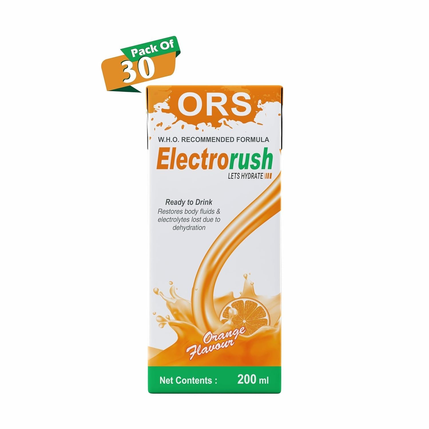 Electrorush Orange ORS Ready-to-Drink 200ml (Pack of 30) | Electrolyte Beverage | Hydration & Rehydration Drink with Sodium, Potassium & Dextrose | Orange Flavour | No Caffeine - Image 5