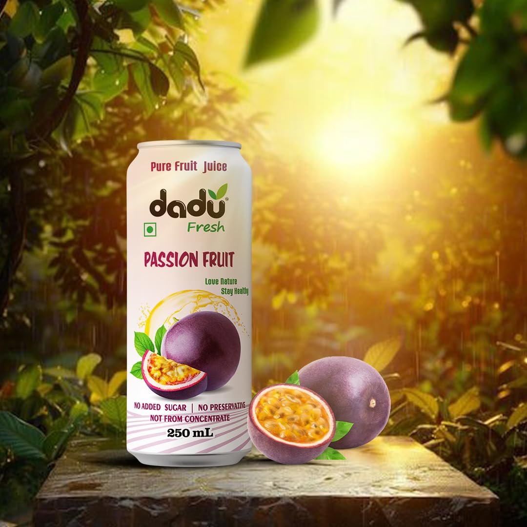 Dadu Fresh Passion Fruit Juice | Vitamin C & Antioxidant-Rich Exotic Drink | Supports Immune Health, Digestive Wellness & Skin Glow | No Added Sugar | Naturally Refreshing - 250 ML (Pack of 6) - Image 3