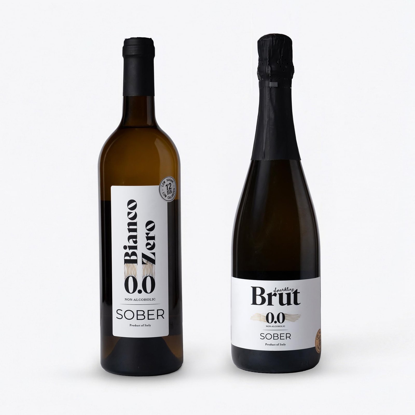 Sober Non Alcoholic Wine Combo | Bianco White Wine | Sparkling Brut | Low Calories | No Added Sugar | No Added Preservatives | Alcohol Free Wine Drink