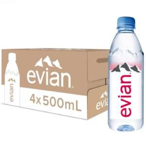 evian Natural Mineral Water Bottle, Drinking Water, 500ml, Case of 4