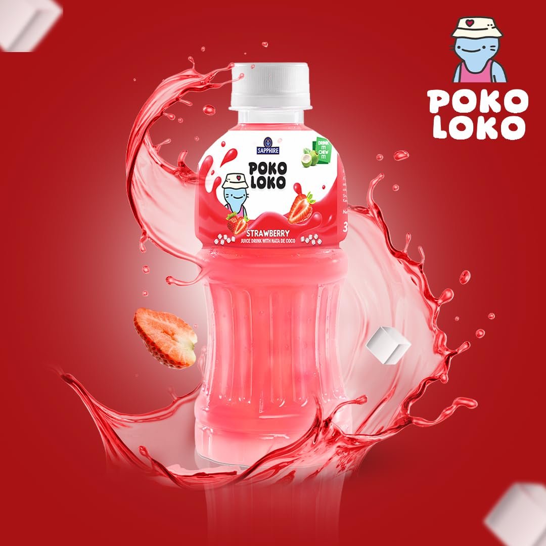 Sapphire Poko Loko Assorted Flavoured Fruit Juice Drink with Nata De Coco | Refreshing Fruit Drink filled with Natural Fruit Fibres, 300ml (Pack of 6) - Image 6