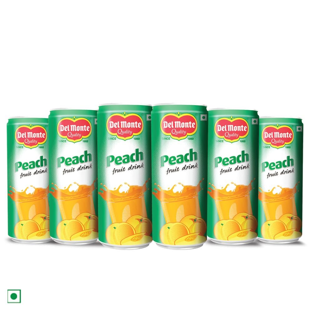 Del Monte Peach Fruit Drink (6 X 240 ML Can) -With Real Peach bits | Sweet, Juicy & Perfect for Cocktails & Mocktails - Image 2