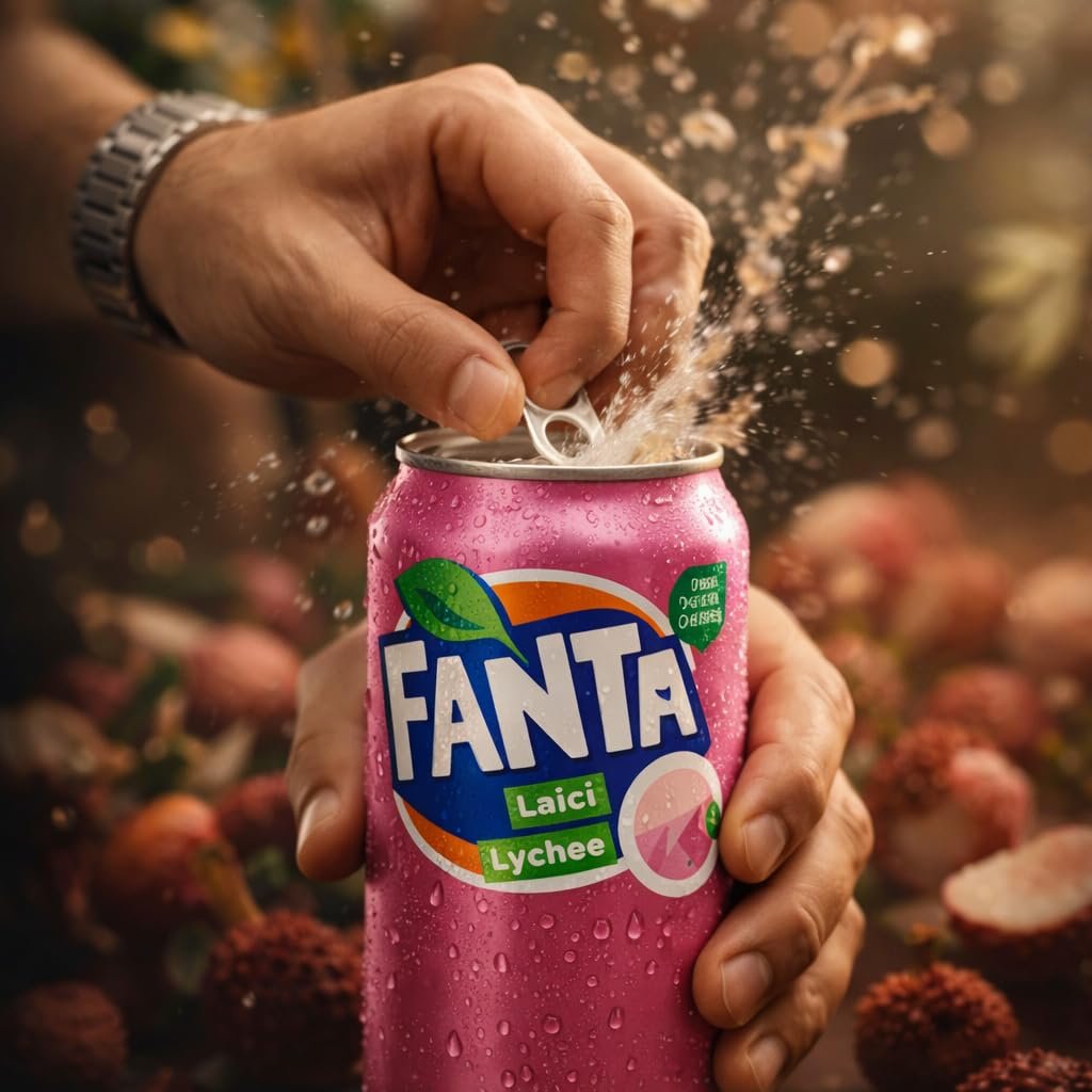 FANTA - Lychee Flavoured Carbonated Soft Drink (3 x 320ml), By COUGAR | Refreshing Fizzy Fruit Beverage | Sweet Tropical Lychee Taste | Chilled Ready To Drink Soda | Party & Everyday Refreshment Drink – (Imported - MALAYSIA) - Image 2
