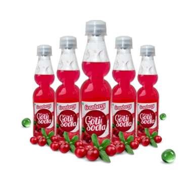 Cranberry Fizzy Goti Soda – Pack of 5 × 200ml | Desi Goli Soda Drink | Banta Soda | Tangy Indian Cranberry Soft Drink | Sulfur-Free Sugar, Zero Caffeine, Zero Artificial Sweeteners | RO Purified Water