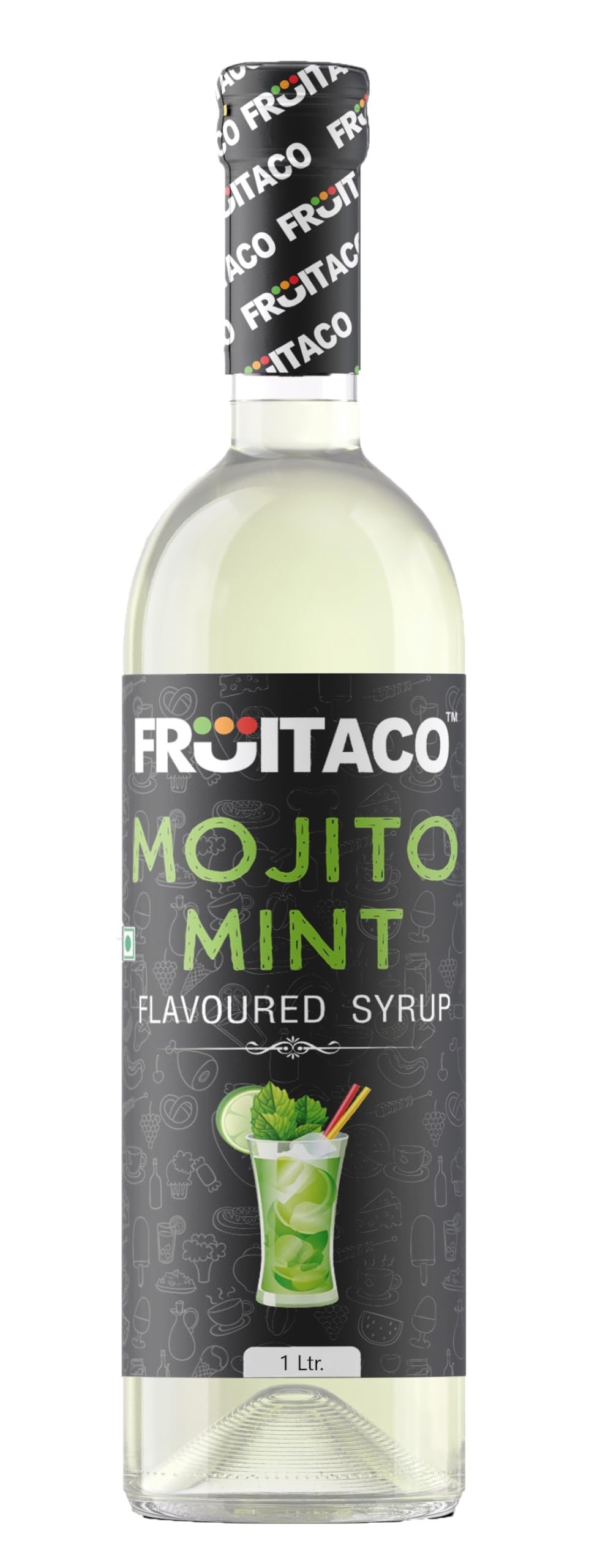 Fruitaco Mojito Mint Syrup | Mixer for Mocktails, Cocktails, Drinks, Juices, Beverages | Non Alcoholic Mix (Pack of 1-1 Litre)