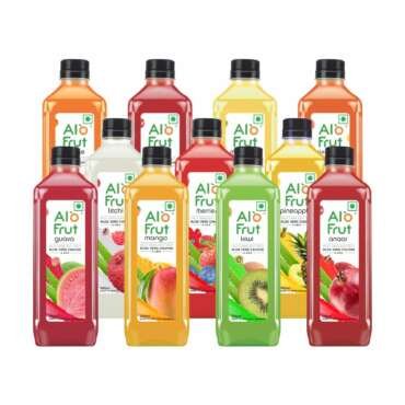 Alo frut Fruits Drink with Tasty Aloevera Chunks & Juice 300 ml - Pack of 24 | Goodness of Fruits and Aloevera | Ready-to-Serve Fruit Juice | Fruit Juice Combo Pack