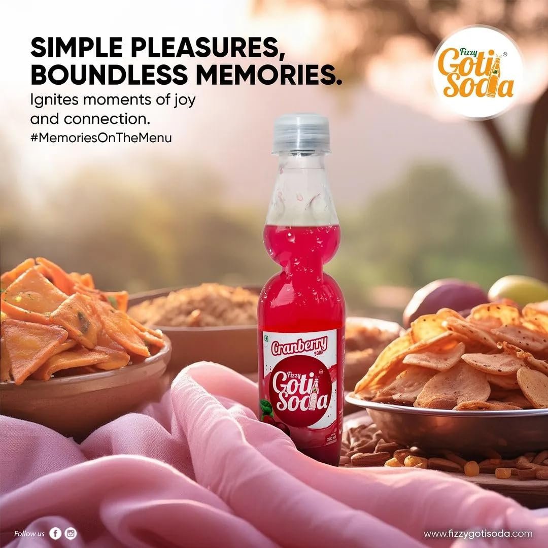 Cranberry Fizzy Goti Soda – Pack of 5 × 200ml | Desi Goli Soda Drink | Banta Soda | Tangy Indian Cranberry Soft Drink | Sulfur-Free Sugar, Zero Caffeine, Zero Artificial Sweeteners | RO Purified Water - Image 5