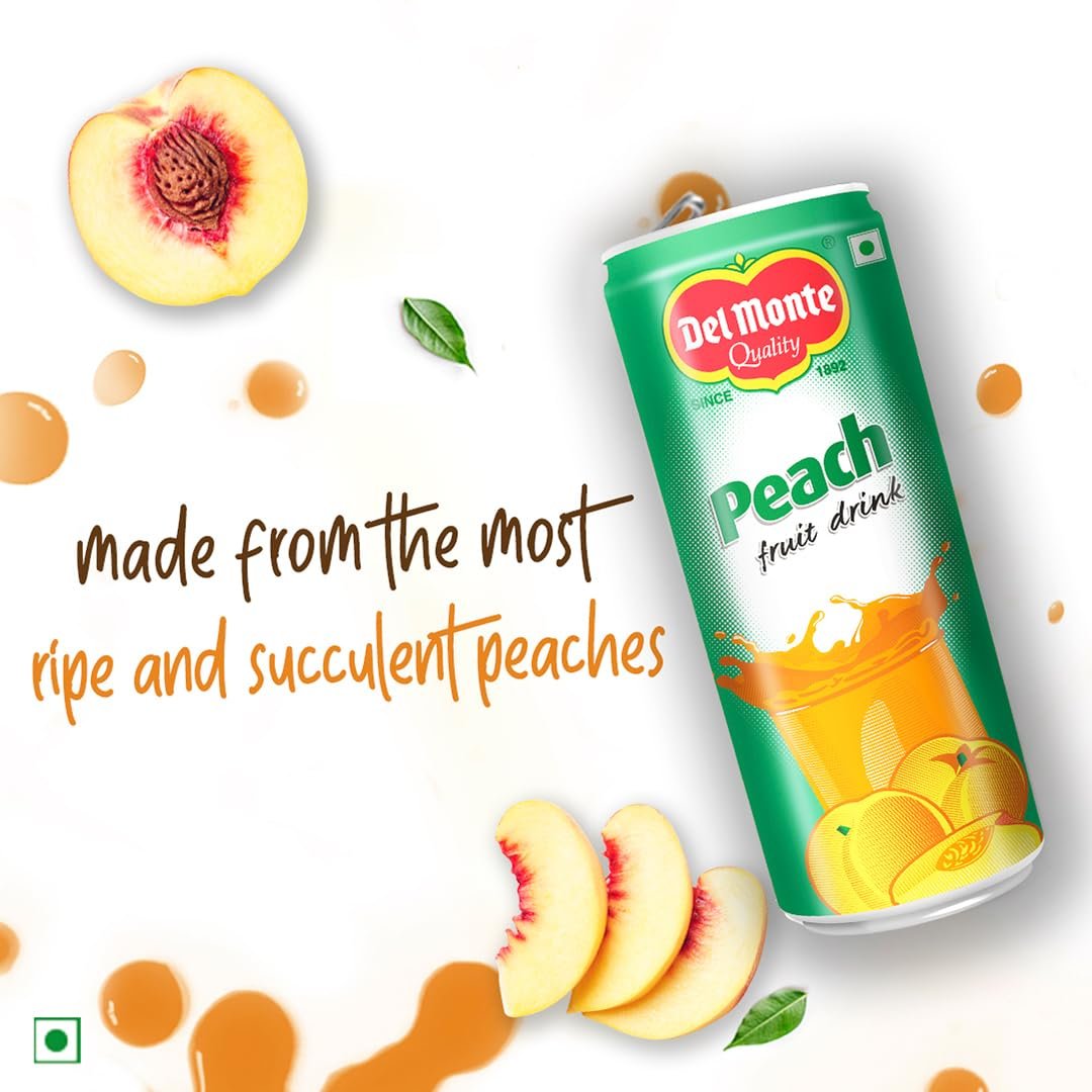 Del Monte Peach Fruit Drink (6 X 240 ML Can) -With Real Peach bits | Sweet, Juicy & Perfect for Cocktails & Mocktails - Image 6