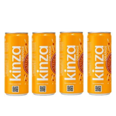 Kinza Orange Carbonated Soft Drink Pack of 4 X 250ml Imported Beverage - Saudi Arabia (Orange)