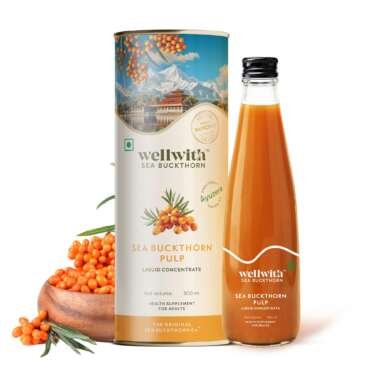 Ayuzera (Wellwith) Himalayan Sea Buckthorn Pulp Concentrate 300ml | Cold-Pressed | Makes 50 Glasses | Natural Vitamin C, Omega 3 6 7 9, Antioxidants | Immunity, Skin Glow & Gut Health Support | Juice Seabuckthorn