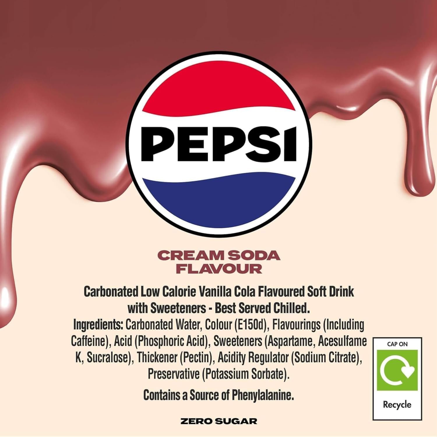 Pepsi Zero Sugar Cream Soda Flavour Soft Drink By COUGAR | (Pack Of 6) - 330ml Can | Zero Calories Carbonated Beverage | Smooth & Classic Creamy Taste | Refreshing Chilled Soda Drink - (IMPORTED-UK) - Image 5