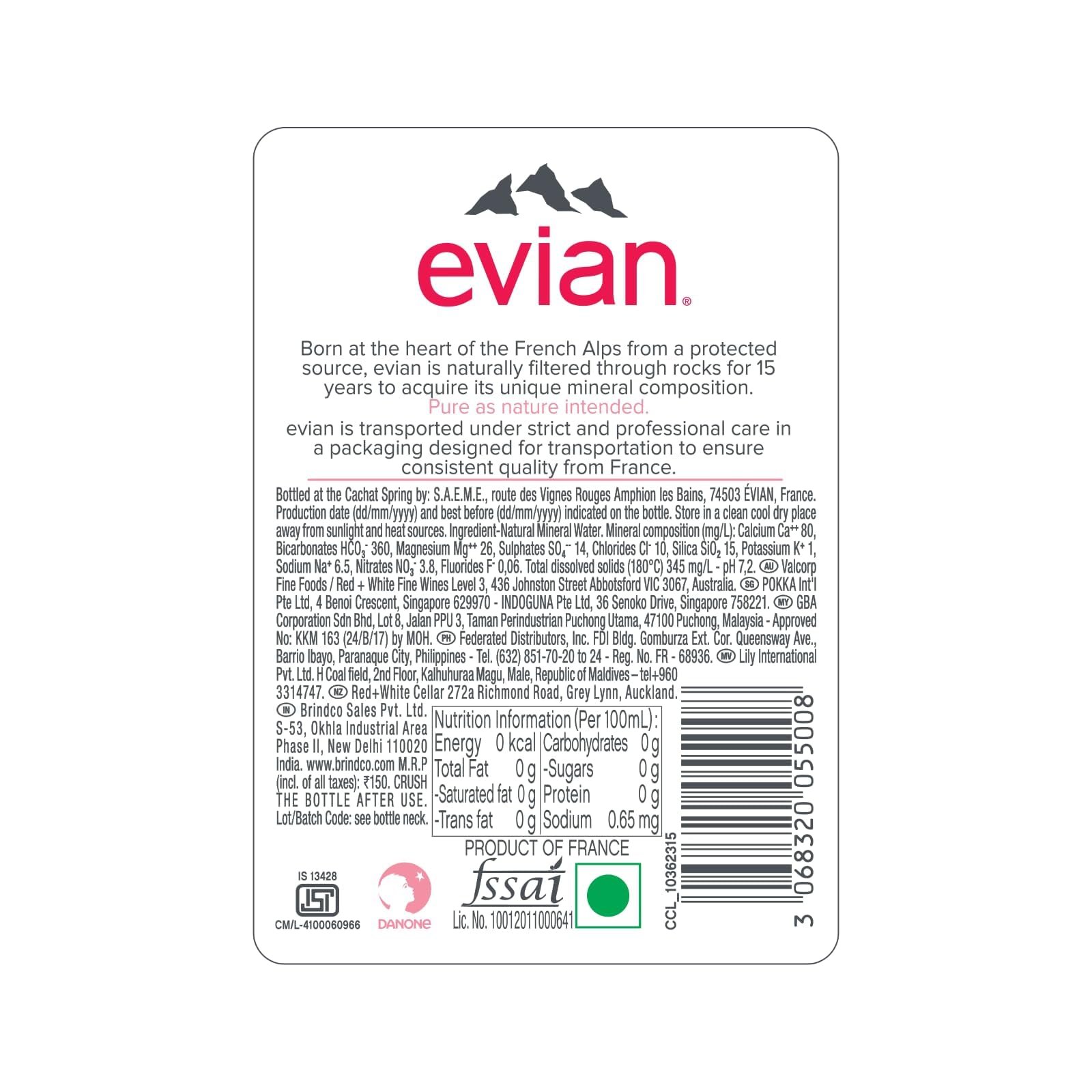 evian Natural Mineral Water Bottle, Drinking Water, 1000ml, Case of 12 - Image 6